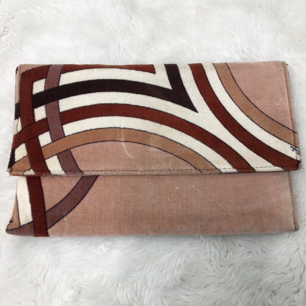 Vintage Emilio Pucci Terry Cloth Clutch Brown Size 8 x 4.5" inches